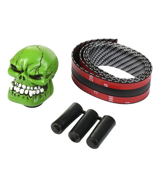 Mt 車 用 ファンキー スカル ヘッド グリーン シフトノブ キズ防止 プロテクター 付 車内 内装 カスタム クール 送料無料 輸入雑貨のお店 ハッピーセレクション マインド ワン