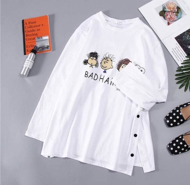 スヌーピー チャーリーブラウン ビッグtシャツ オーバーサイズ キャラt キャラクター Ririan 韓国ファッション 韓国雑貨