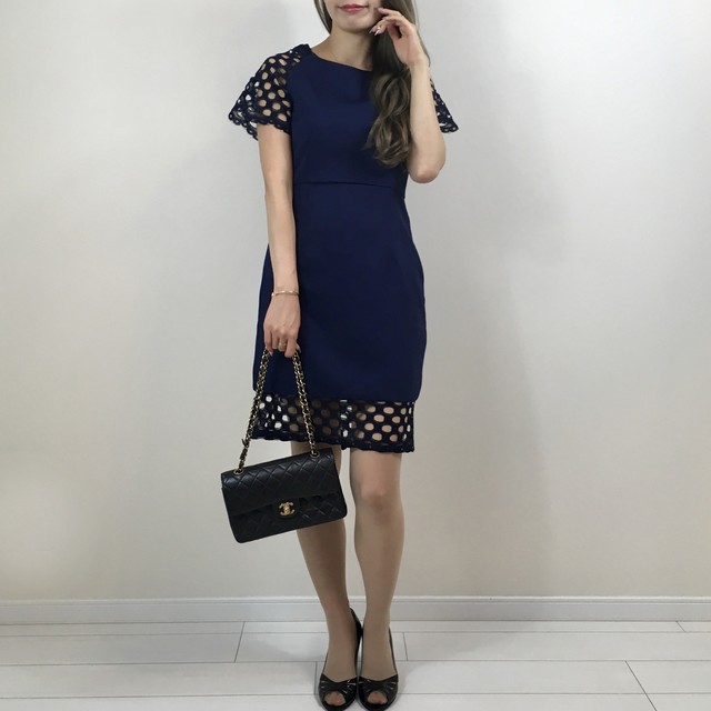 即納商品 シンプルワンピース リラックス ネイビー ブルー タイトスカート キャバ キャバドレス 結婚式 二次会 お呼ばれ オケージョン セレモニー Sttela Online