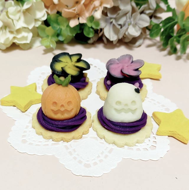 ハロウィン プチケーキ4個入 紫芋のモンブラン 犬用ケーキ ワンコケーキ 犬ケーキ 猫ケーキ Nanairo わんこのフラワーケーキ
