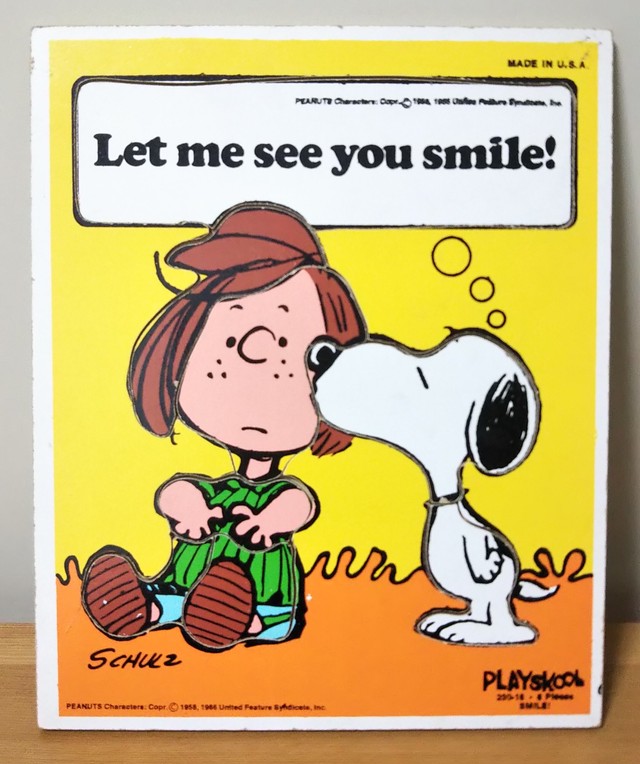 Snoopy Peppermint Patty Wood Puzzle スヌーピー ペパーミント パティ ウッドパズル 1980年代 Playskool Peanuts ヴィンテージ Linus Blanket
