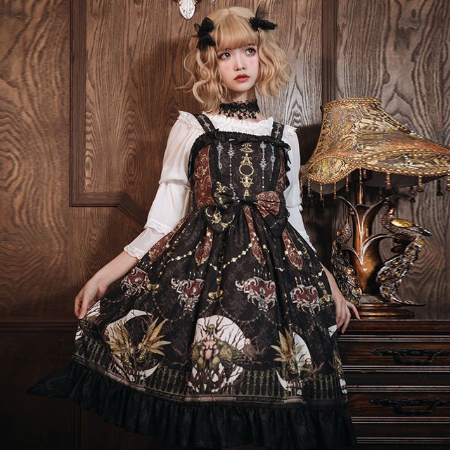 ロリータドレス Jskワンピース キャミワンピ クラシカルロリ 洋服 クラロリ ロリィタ Lolita Aライン オリジナル お茶会 デート イベント 春 夏 ロリ S M L Xl ノースリー ブラック 黒い Mintcat