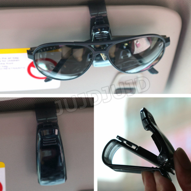 サングラス メガネ 眼鏡 カード ケース ホルダー クリップ サンバイザー 車用品 車内 収納 便利 グッズ 送料無料 新品 ２個 セット ブラック Car Life Shop