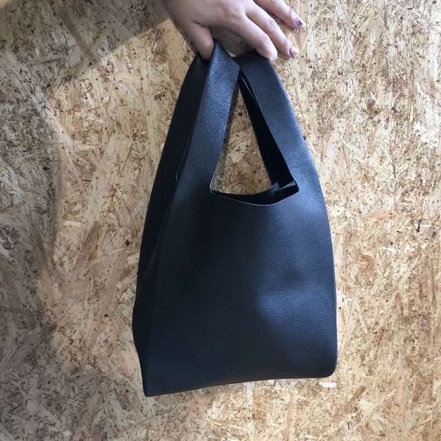 名入れサービス無料 New 豚革 Ecoバッグ ブラック 本革 ハンドメイド エコバッグ 革バッグ トートバッグ Sud Nuvola