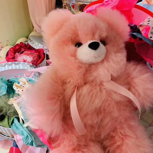 ベビーアルパカのピンクテディベア 0401 Baby Ribbon