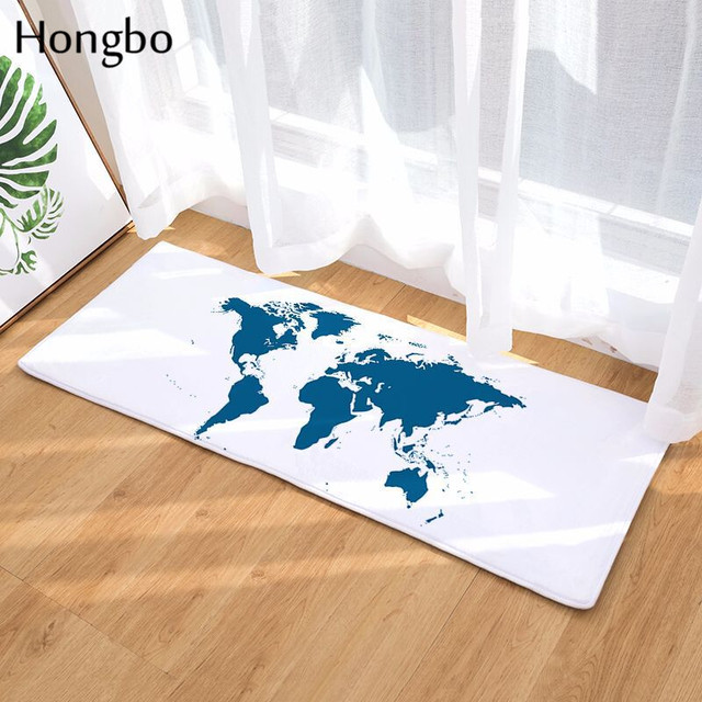 世界地図 World Map ドアマット フロアマット 玄関マット キッチンマット バスマット 白 ホワイト 青 ブルー 紺 輸入雑貨 日本未発売 人気 Hachinohe Base 1518
