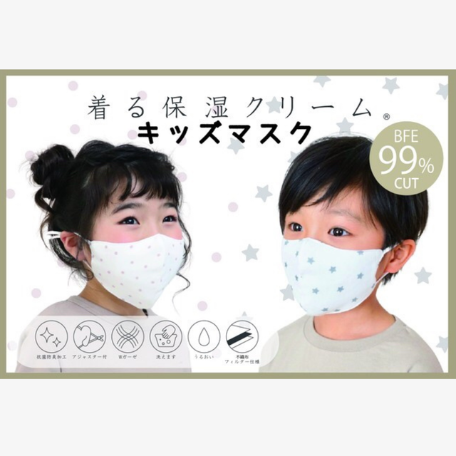 【不織布フィルター内蔵】こども用着る保湿クリームWガーゼマスク