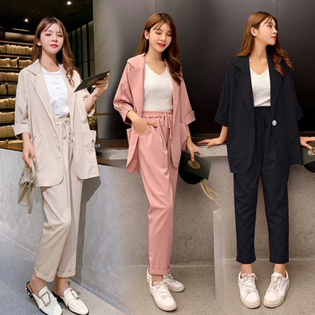 韓国 ファッション レディース セットアップ パンツスーツ ワイド