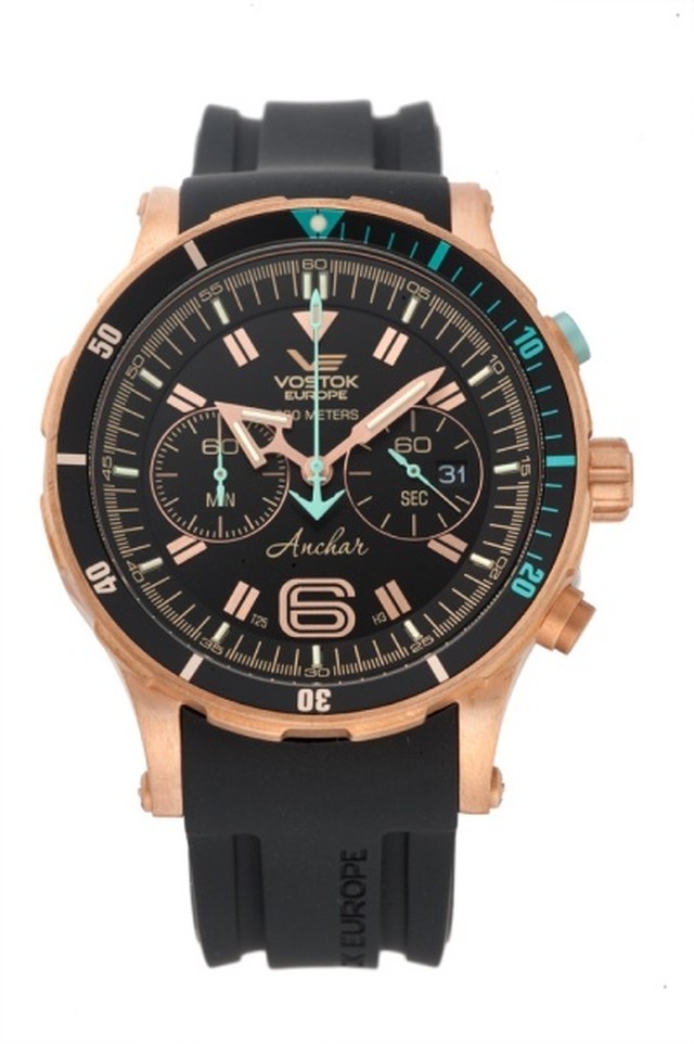 【VOSTOK EUROPE ボストークヨーロッパ】/Anchar Submarine Chronograph Line アンチャールサブマリンクロノグラフ(ブラック×ブロンズ)/正規輸入品