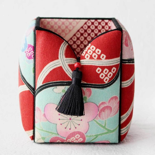 和風インテリア雑貨 ペン立て ブラシ入れ 小物入れ 和モダン花紋様 Kimono Style Interior Ayahime