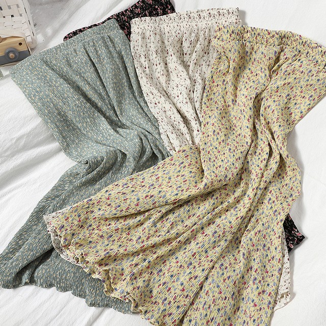 〈カフェシリーズ〉春のお花畑プリーツスカート【spring flower garden pleats skirt】