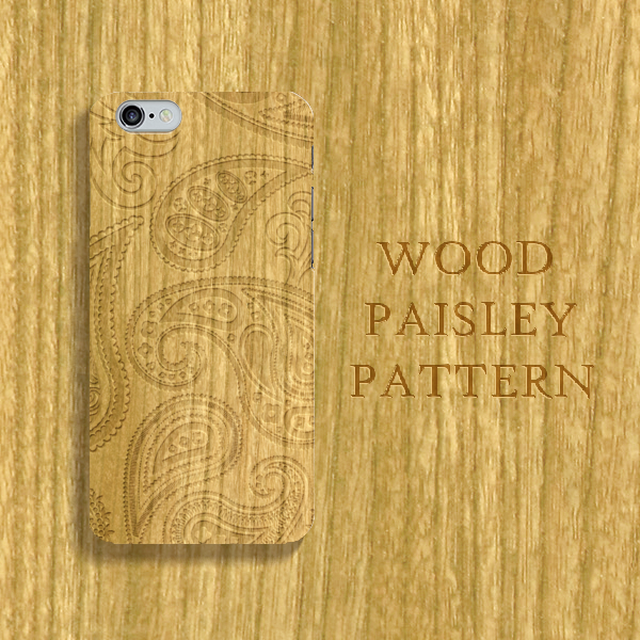 Wood Paisley 木目彫刻プリント ライトオーク材風 スマホカバー スマホケース販売 Share Smile シェアスマイル オンラインストア