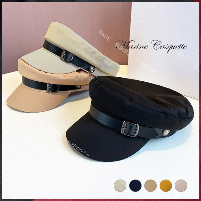 キャスケット 帽子 レディース おしゃれ 可愛い カジュアル マリンキャップ 飾りボタン 黒 キャップ 小顔効果 ぼうし Infini Arc En Ciel