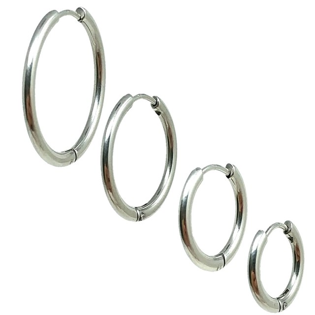 片耳 フープピアス ピアス メンズ レディース リングピアス 18g アレルギーアレルギー対応 ステンレス 大きめ 小さめ 大ぶり 小ぶり 太め 太い シンプル アクセサリー シルバー ゴールド ブラック ブルー ノンアレルギー 金属アレルギー 1個販売 Puente