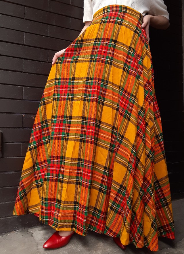 Wool Check Maxi Skirt マキシ丈ウールチェックスカート Small Change ヴィンテージ 古着 Smallchange スモールチェンジ