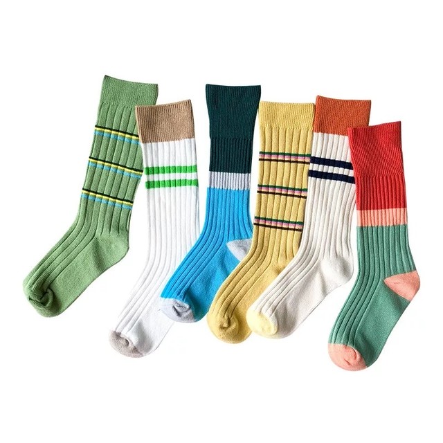 インポート 超かわいい デザインハイソックス 緑３本ボーダー キッズ 子供 靴下 子ども 可愛い Hikari Socks インポート靴下 専門店です