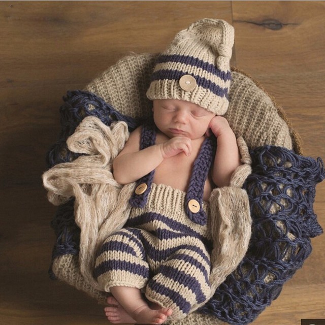 赤ちゃん かぎ針編みコスチュームセット帽子とパンツ Watchbox