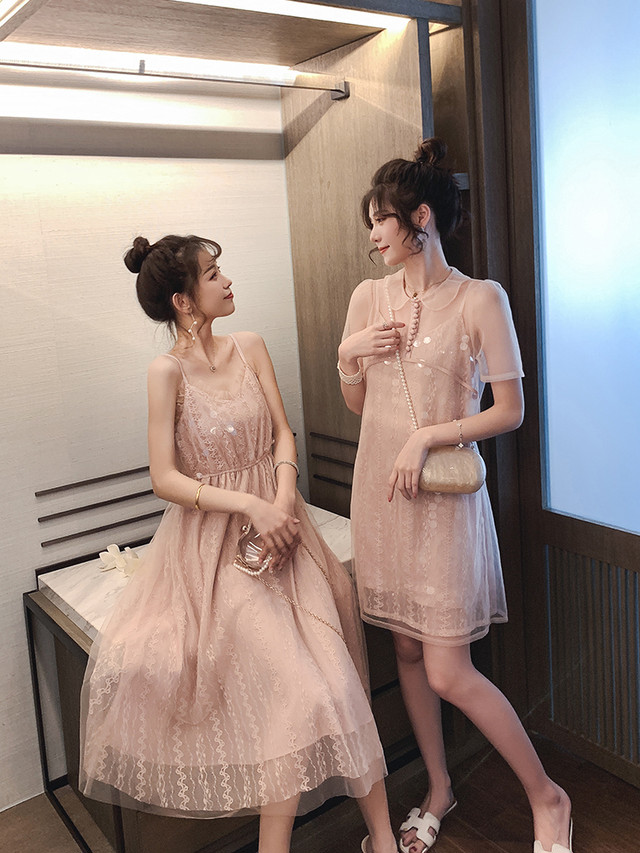 上品でゴージャスなドレス シースルー 透け感 レース スパンコール メッシュ ハイウエスト 結婚式 姉妹コーデ リンクコーデ 結婚式 成人式 37 レディースアパレル専門店 Favorite