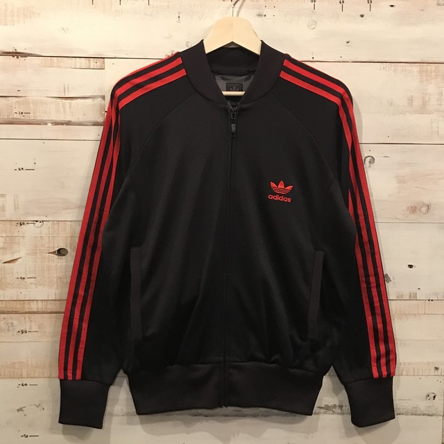 Adidas トラックジャケット ジャージ 黒 赤 M アディダス Used Clothing Creep 古着屋 藤沢 湘南 江ノ島 江の島 鎌倉