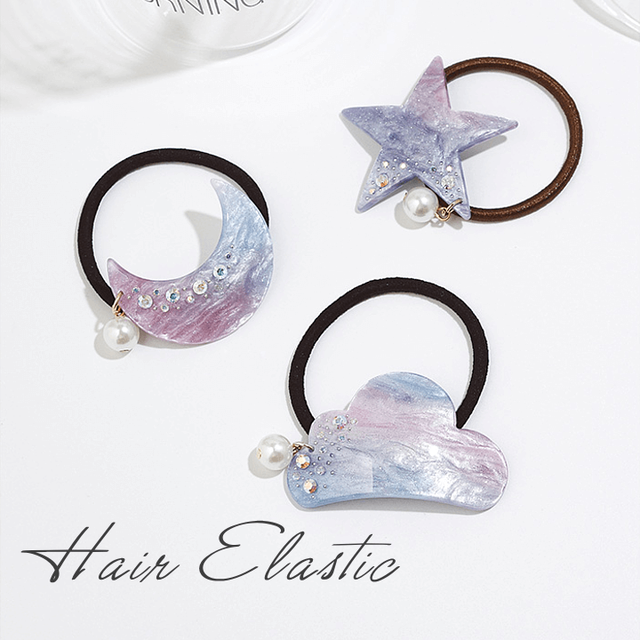 ヘアゴム パール スター ムーン 星 月 雲 ヘアアクセサリー Luciole ヘアゴム パール スター ムーン 星 月 雲 ヘアアクセサリー Luciole