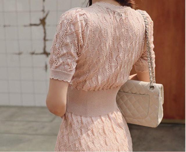 ラウンドネック サマーニット ワンピース 夏 半袖 マイクロミニ 471 Railes