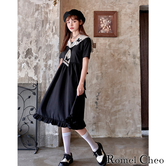 お支払い確認後日以内発送 Romelcheo モノクロ セーラー バタフライ ワンピース レディース 膝丈 蝶 モチーフ 半袖 夏ワンピース Aライン 裾フリル デート服 マリンルック モノトーン 原宿系 病みかわいい ロリータ系 ゴシック モード系 ガーリー 大人可愛い お支払い確認後日以内発送 Romelcheo モノクロ セーラー バタフライ ワンピース レディース 膝丈 蝶 モチーフ 半袖 夏ワンピース Aライン 裾フリル デート服 マリンルック モノトーン 原宿系 病みかわいい ロリータ系 ゴシック モード系 ガーリー 大人可愛い