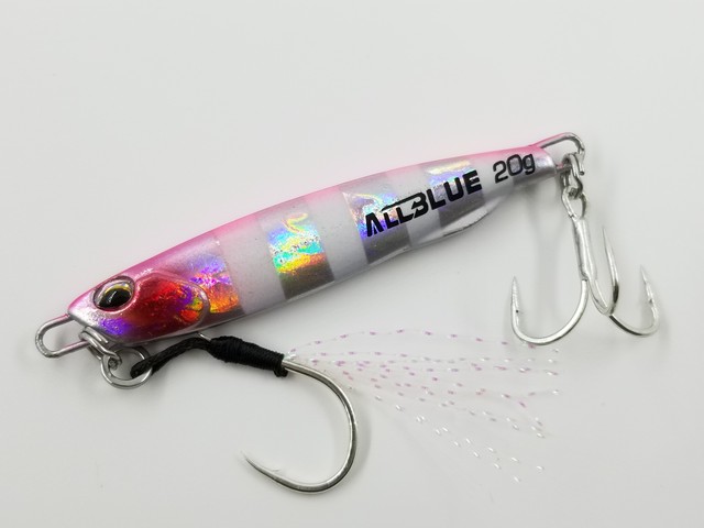 Allblue ２０ｇ メタルジグ キャストジギング スリムタイプ ピンクバックグロー 釣之屋 Azon Fishing Tackle