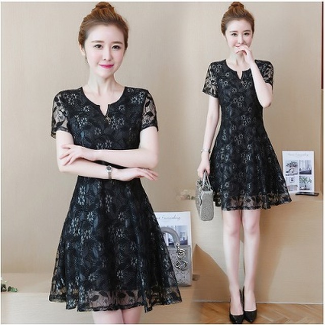 ｌ 大きいサイズ レディース 総レースキーネックフレアミニワンピース 半袖 春夏 S097 大きいサイズ 送料無料 レディース通販店 株 ｋｅｃｃｈi