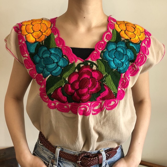 メキシコ 刺繍 チュニック ベージュ Monique Vintagestore 古着の通販サイト