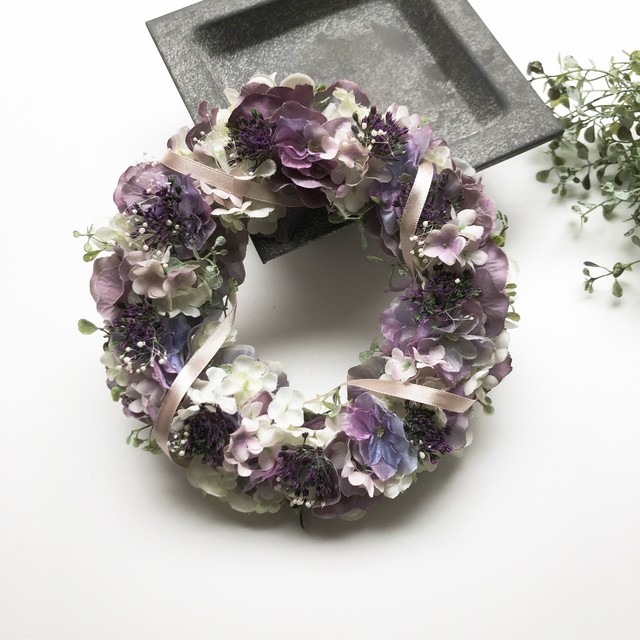 すみれ色の紫陽花リース Ly S Wreath