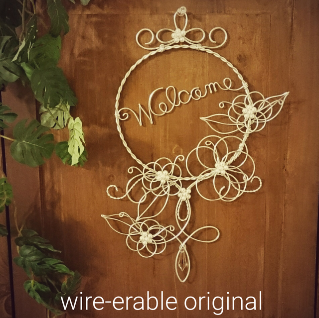 Welcomeリース 色 シルバー ワイヤークラフト Wire Erable