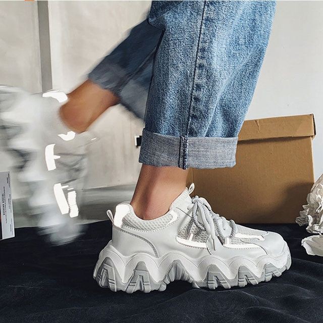 予約販売 ダッドスニーカー メンズ アグリースニーカー 反射板 厚底 靴 白 グレー ベージュ お洒落 カジュアル ストリート 39 40 41 42 43 44 Favoriteselect