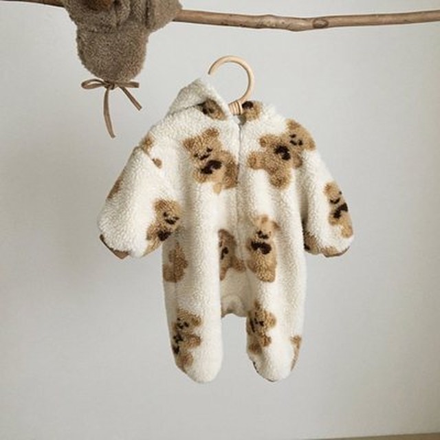 ベビー 赤ちゃん 新生児 くまさん ロンパース ボア 秋 冬 可愛い 人気 Dyh海外子供用品