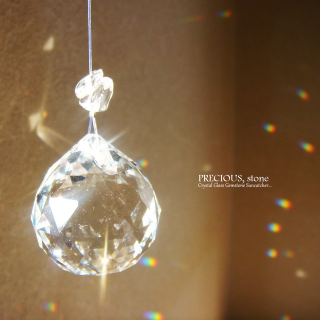 グリーンフローライトシンプルサンキャッチャー 天然石 サンキャッチャー Precious Stone