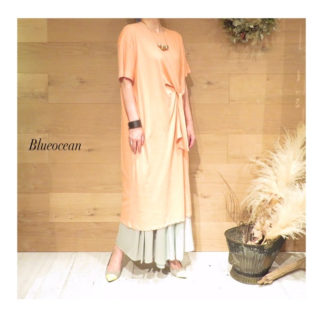 ウエストリボンデザイン ゆるワンピース Blueocean Base