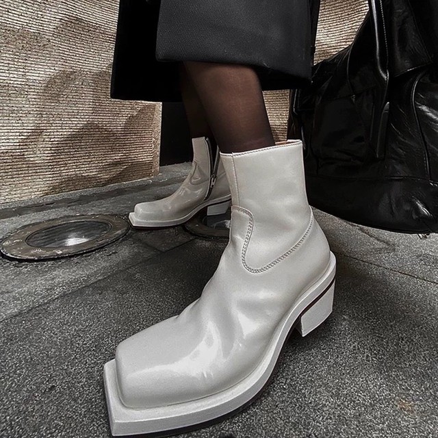 square simple enamel boots