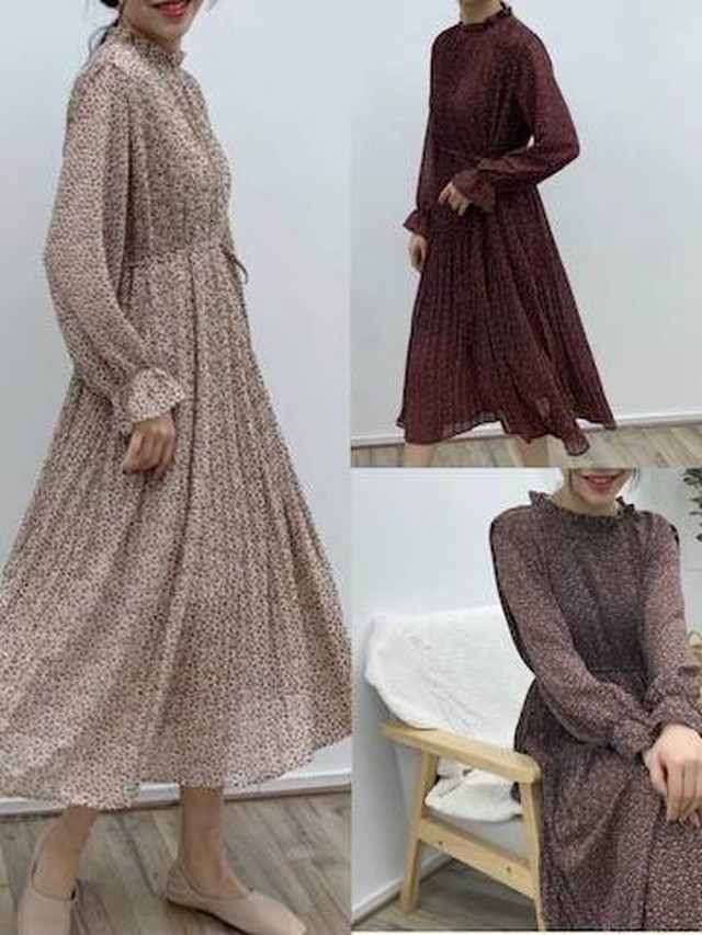 ワンピース レディース 花柄ワンピース レトロワンピース 花柄 ボタニカル ガーリー キャンディスリーブ 小柄 フリル Happy Toon