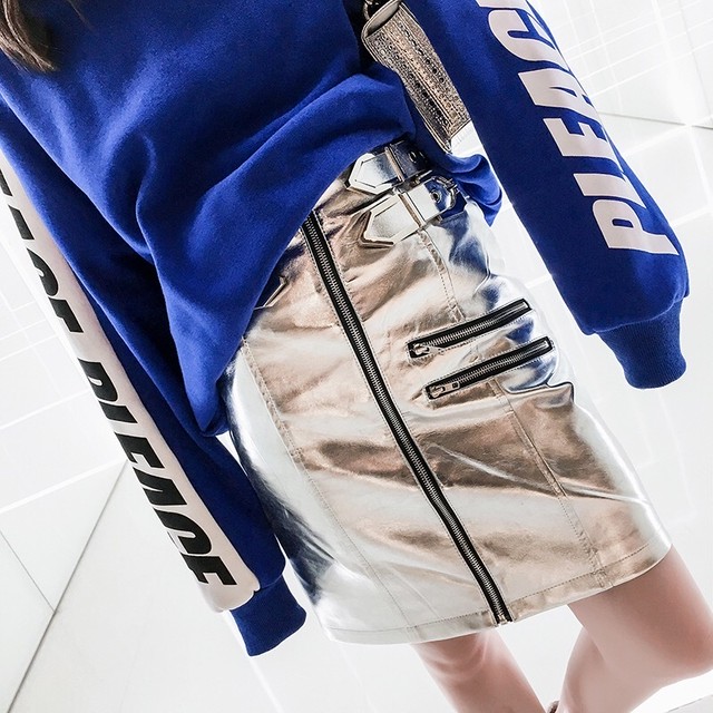 【即納】silver belt skirt