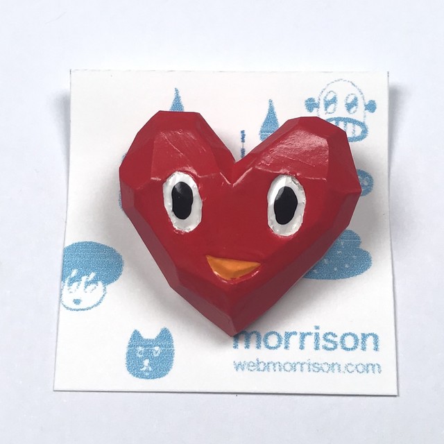 【morrison ムラバヤシケンジ】2.5次元木彫バッチ「ハート」