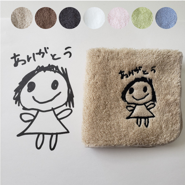 名入れ 手描きイラスト入りハンカチ 今治タオルハンカチ Towelyuyu
