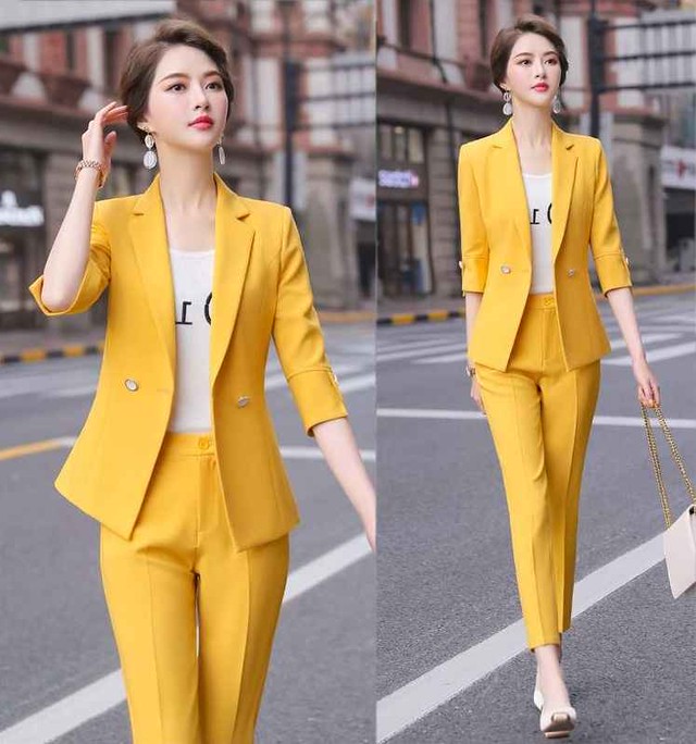 スーツ パンツスーツ パンツ 7部丈 グリーン 緑 ピンク イエロー 黄色 大きいサイズ 細見せ効果 おしゃれ ビジネススーツ レディース 春夏 春 小さいサイズ セット ツーピース 細い ジャケット An Allure