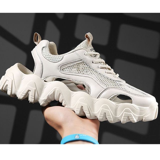 予約販売 スポーツサンダル メンズ スニーカー風 靴 スポーティー ブラック ベージュ お洒落 ビーチサンダル カジュアル 24 5cm 25cm 25 5cm 26cm 26 5cm 27cm Favoriteselect