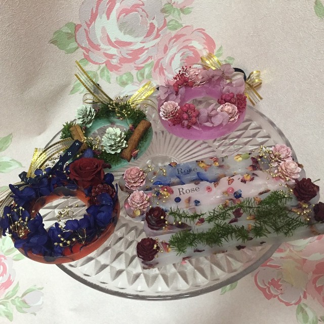 ローズのアロマワックスバー２本入 ハッピーキャンドルほのか