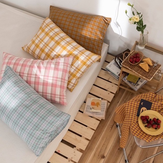 チェック枕カバー R1094 韓国インテリア雑貨通販サイトpoproom ポップルーム