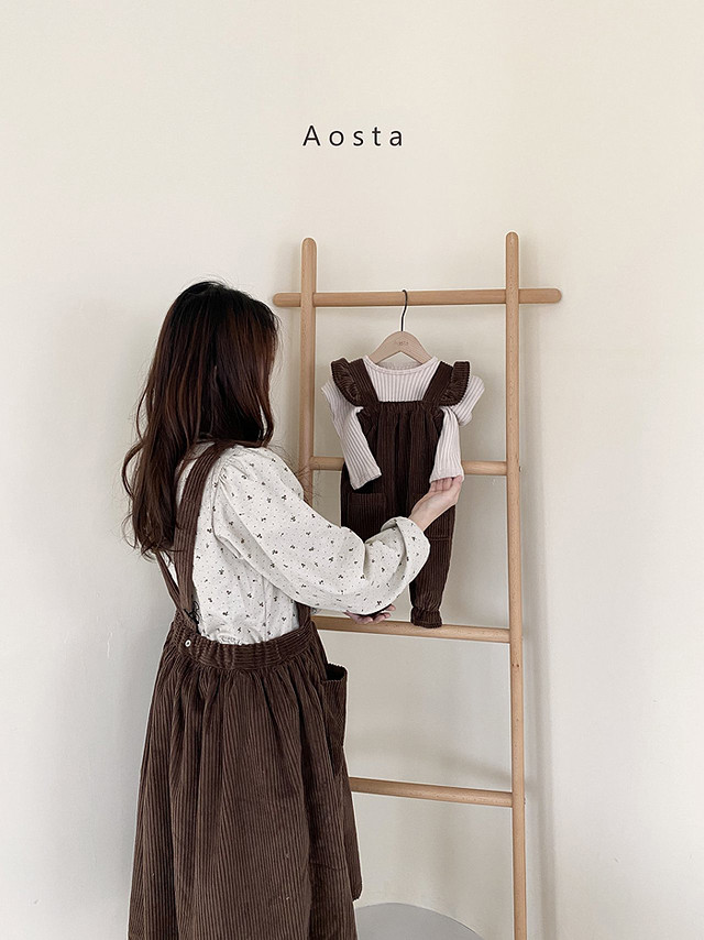 お取り寄せ ママサイズ Camel Dress With Mom 韓国子供服 コーデュロイワンピース エプロンドレス リンクコーデ Aosta こどもふく Select Shop Yourcloset 韓国子供服 海外子供服
