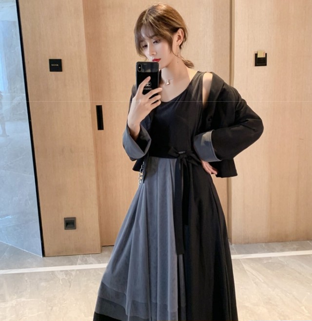 ジャケットワンピースセットアップ アシンメトリーバイカラーがおしゃれ Fashionbomy