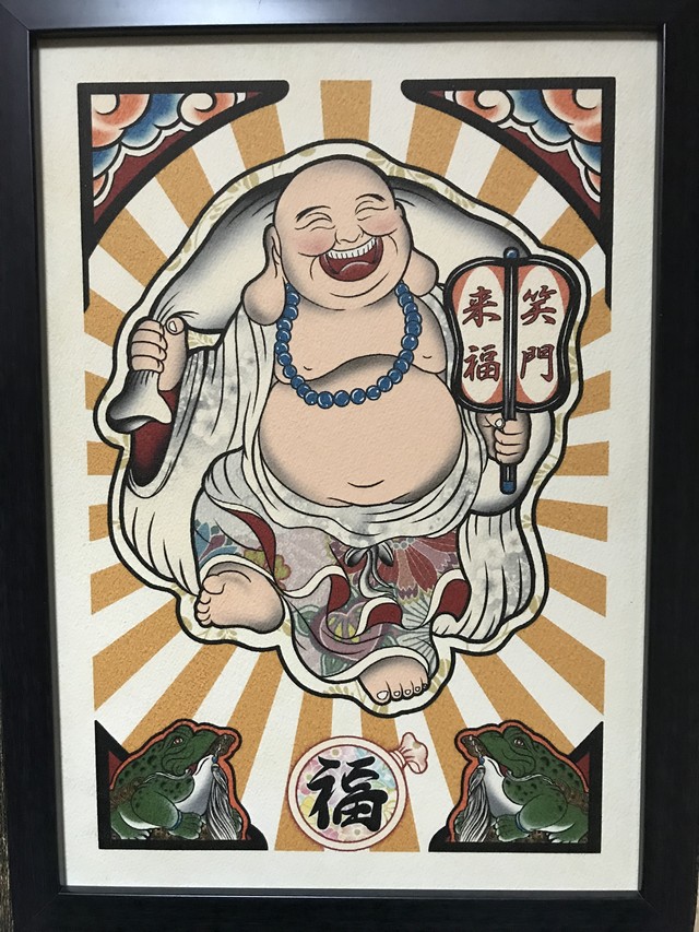 運気アップの縁起物 オリジナルデザイン七福神 布袋様 軍配 qcomic