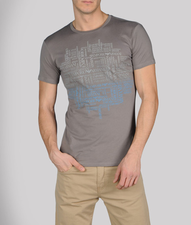 12 24までお試しセール Emporio Armani エンポリオ アルマーニ メンズ Tシャツ グラデーション ロゴ Tシャツ カーキ Verys