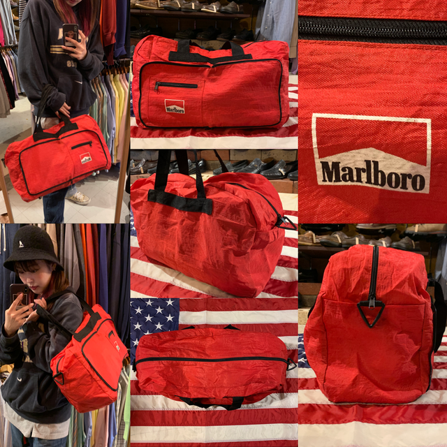 マルボロ ナイロンボストンバッグ 赤 ビンテージ メンズ レディース 古着屋 陽気な古着屋frank