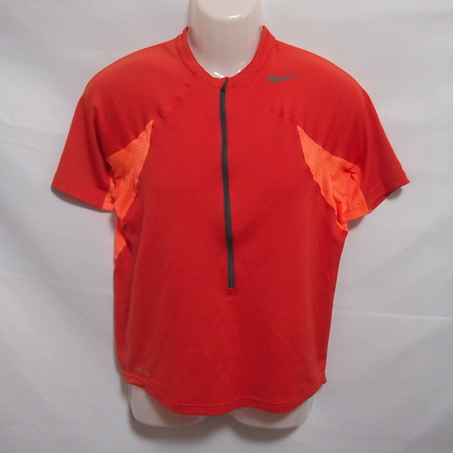 古着 メンズs Nike ナイキ ランニングシャツ 半袖 ハーフジップ ポリエステル トレーニング ジョギング オレンジ 0 スポーツウェア シューズの古着屋 リサイクルスポーツ